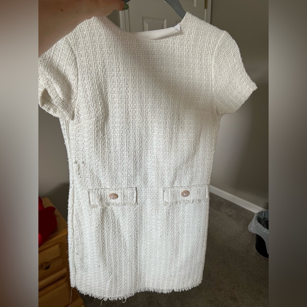 Elegant Cream Tweed Dress